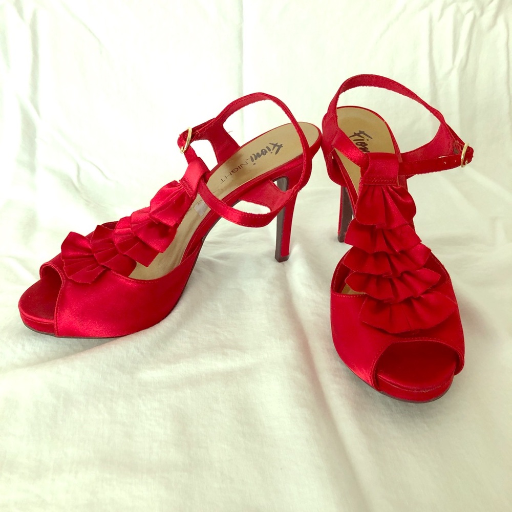 Fioni Night Red Satin heels